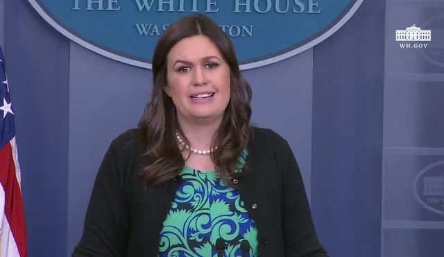 ▲ 지난 9일 새라 샌더스 美백악관 대변인은 