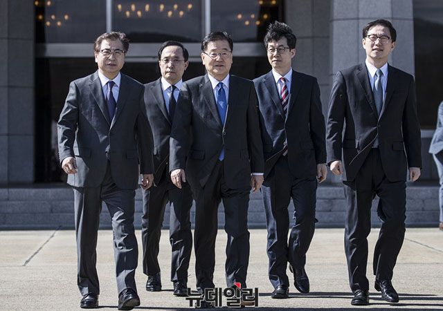 ▲ 지난 5일 평양으로 향하는 대북특사단. ⓒ뉴데일리 DB.