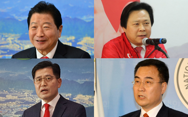 ▲ 자유한국당이 경남 창원을 중점전략지역으로 지정함에 따라, 창원 정치권이 요동치고 있다. 사진 왼쪽 위에서부터 시계방향으로 안상수 창원시장, 강기윤·최형두·조진래 예비후보. ⓒ뉴시스 사진DB