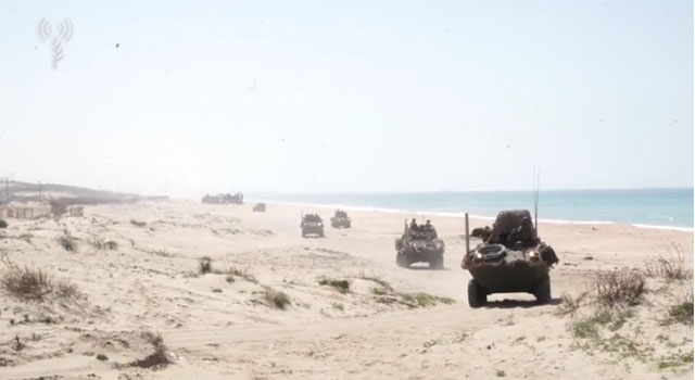 ▲ 장갑차로 이동하는 美해병대. ⓒ타임 오브 이스라엘 관련보도 영상캡쳐-이스라엘 방위군 제공.