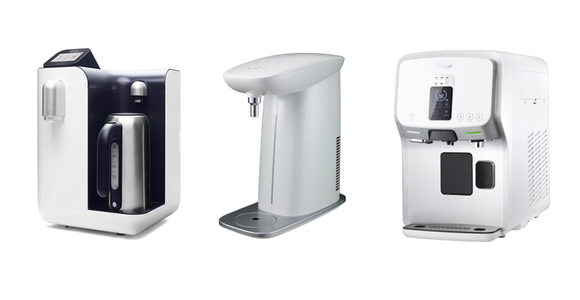 ▲ 교원웰스 포트정수기, 웅진 조약돌 정수기, 청호나이스 휘카페 (왼쪽부터) ⓒ 각 사