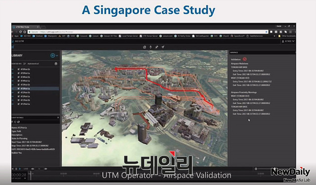 ▲ 싱가포르 추진중인 UTM 시뮬레이션 ⓒICAO 2017년 영상 캡쳐