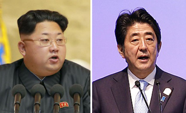 ▲ 김정은과 아베 신조 日총리. 日교도통신에 따르면 아베 총리는 여러 경로를 통해 김정은에게 정상회담을 제안했다고 한다. ⓒ뉴시스-AP. 무단전재 및 재배포 금지.