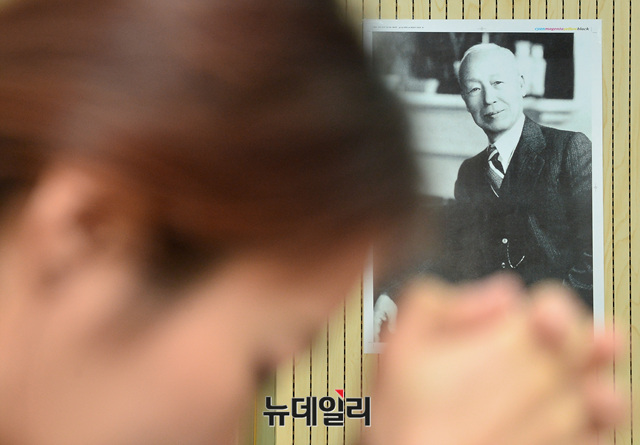 ▲ 서울 마포구 자유아카데미에 걸려 있는 이승만 전 대통령 사진. ⓒ뉴데일리 공준표 기자