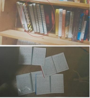▲ 피의자의 주거지에서 압수한 일기장과 메모장.ⓒ세종경찰서