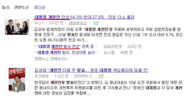 ▲ 한 매체가 여론조사 전문기관 리얼미터가 발표한 문재인 대통령 개헌 발의 찬반 결과를 '문재인 개헌안 찬성 찬반'으로 오보했다. ⓒ네이버 뉴스 홈페이지 캡처