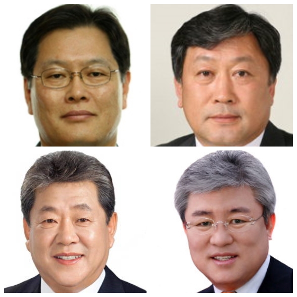 ▲ 6.13 고성군수 선거에 출사표를 던진 주요 후보들. 왼쪽 위부터 이경일 전 동부지방산림청장, 함형완 전 군의원, 윤승근 현 군수, 최태욱 한국당 강원도당 부위원장(시계방향)ⓒ자료사진