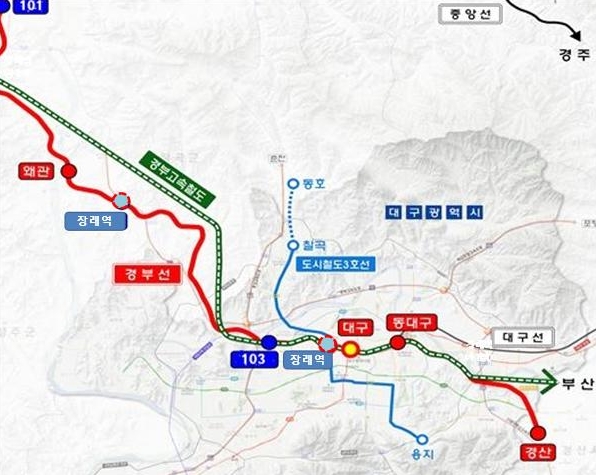 ▲ 대구권 광역철도 노선도.ⓒ대구시