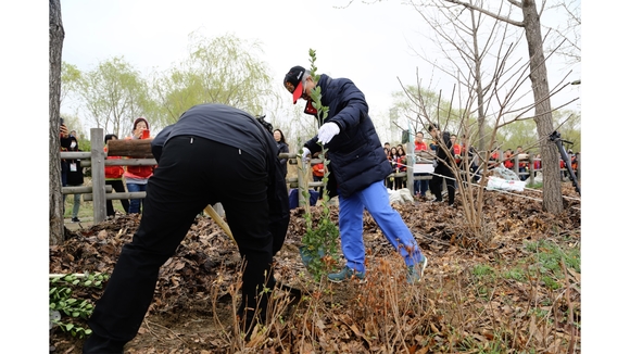 ▲ 최신원 SK네트웍스 회장이 창립65주년을 맞아 임직원들과 함께 상암동 노을공원에서 식목봉사활동을 했다. ⓒSK네트웍스