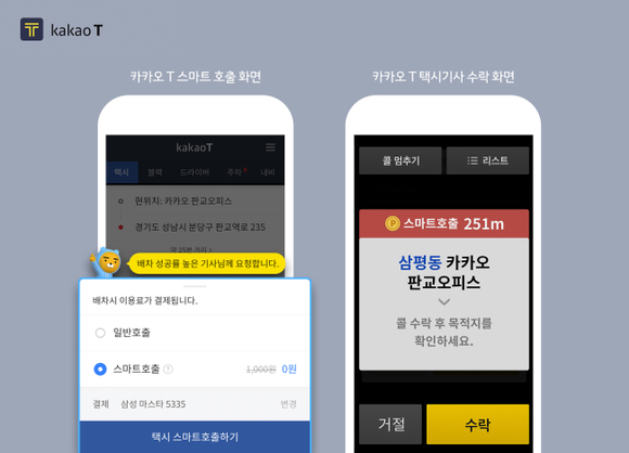 ▲ 카카오택시에 추가된 '스마트호출’'기능. ⓒ카카오모빌리티
