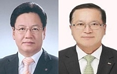 ▲ 왼쪽부터 성명환 신임 BNK저축은행 대표와 홍성표 신임 BNK신용정보 대표. ⓒBNK금융지주