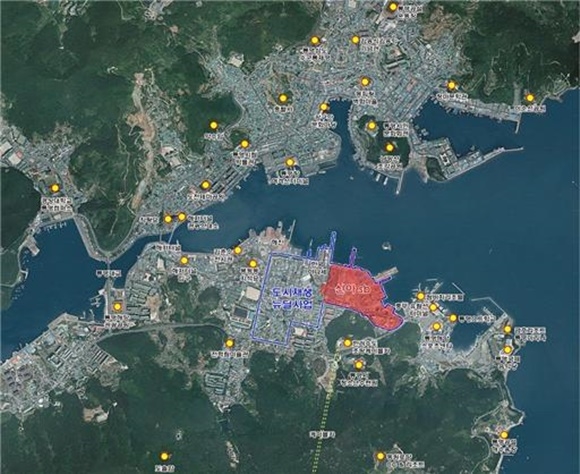 ▲ 도시재생뉴딜사업 지역(파란선 경계).ⓒLH