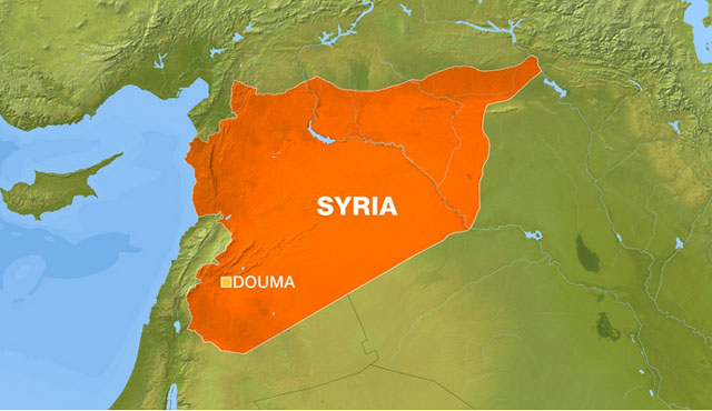 ▲ 알 아사드 정권이 자국민을 대상으로 화학무기 공격을 자행한 것으로 알려진 도마 지역의 위치. ⓒ알 자지라 관련보도 화면캡쳐.