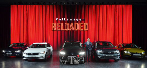 ▲ (왼쪽부터)폭스바겐 파사트GT, 파사트, 티구안, 티구안 올스페이스, 아테온.ⓒ공준표 기자