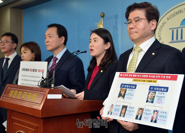 자유한국당 댓글조작 진상조사단은 20일 국회에서 기자회견을 열고 이주민 서울지방경찰청장의 파면을 촉구했다. ⓒ뉴데일리 공준표 기자