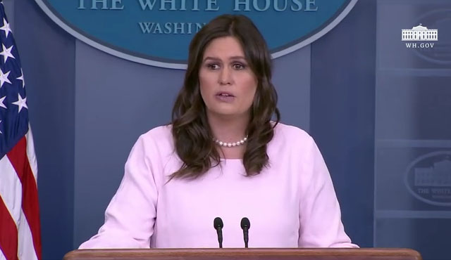 ▲ 새라 샌더스 美백악관 대변인은 지난 23일(현지시간) 정례 브리핑을 통해 