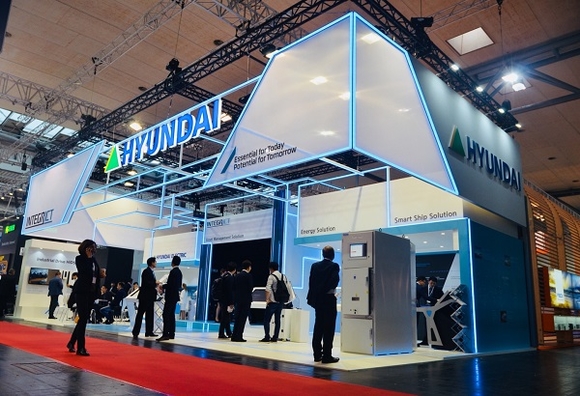 ▲ 현대일렉트릭이 독일 ‘하노버메세 2018’에 마련한 전시부스 전경. ⓒ현대일렉트릭