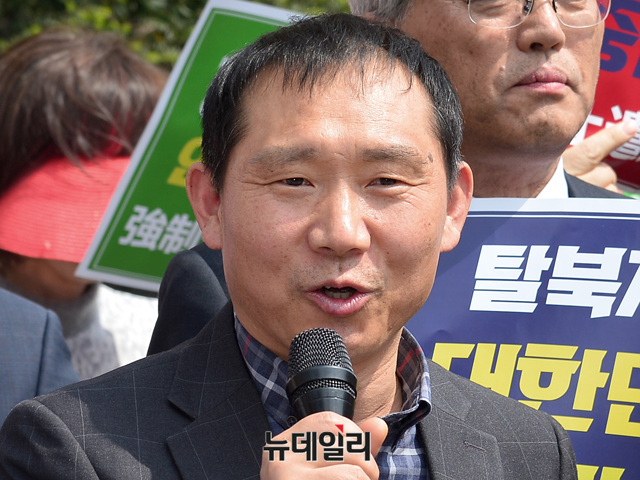 ▲ 발언하는 강철호 북한 기독교총연합회장 ⓒ 뉴데일리 공준표