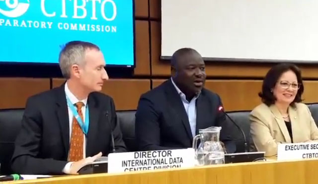 ▲ 2017년 9월 북핵 문제에 대해 브리핑하는 CTBTO 임원들. CTBTO 또한 북핵 해결에 큰 관심을 갖고 있다. ⓒCTBTO 유튜브 채널 캡쳐.