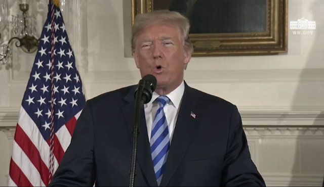 ▲ 이란핵협정 탈퇴를 선언하는 도널드 트럼프 美대통령. ⓒ美백악관 유튜브 채널 캡쳐.