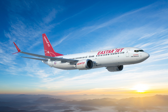▲ 이스타항공이 올해 12월 도입할 보잉 737-MAX 8 기종 이스타항공 도색 예시 모습.ⓒ이스타항공