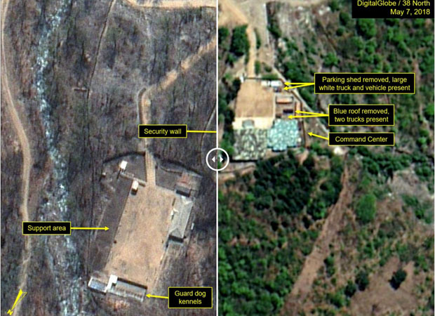 ▲ 풍계리 핵실험자 통제센터의 변화. ⓒ美38노스 관련보도 화면캡쳐-美디지털 글로브.