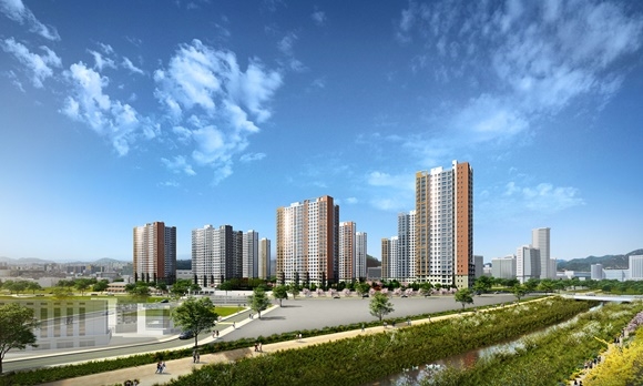 ▲ '청주 동남지구 우미린 풀하우스' 투시도. ⓒ우미건설