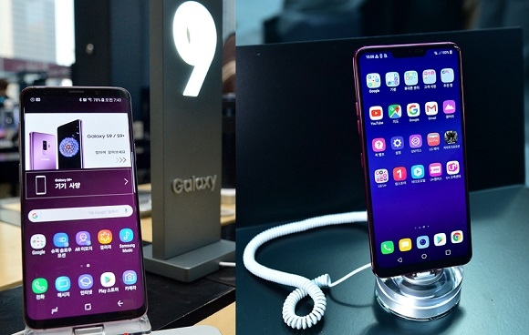 ▲ 좌측부터 삼성전자 '갤럭시S9', LG전자 'G7 씽큐'ⓒ뉴데일리DB