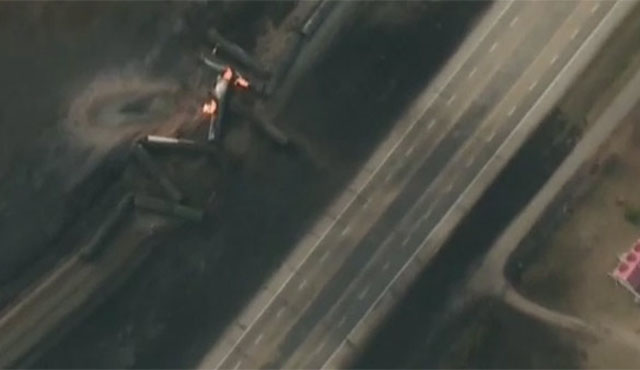 ▲ 최근 중국에서 북한으로 가는 유조열차가 대폭 증가했다고 한다. 사진은 2016년 4월 함경도에서 일어난 유조열차 사고 당시 모습. ⓒ뉴포커스 관련보도 화면캡쳐.