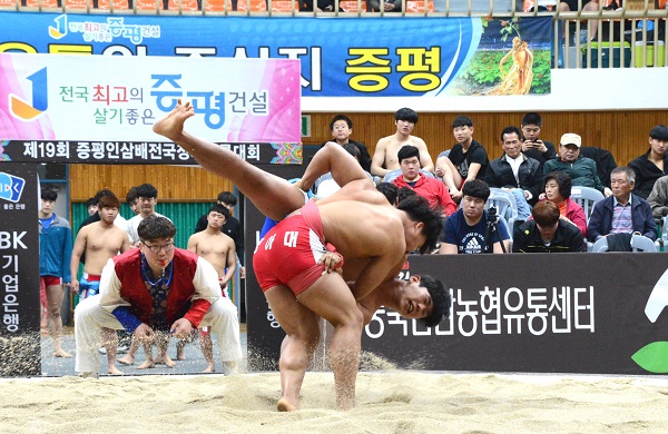 ▲ 제47회 전국소년체전 씨름대회가 증평읍 송산리 증평종합스포츠센터에서 26일부터 3일간 열린다.ⓒ증평군