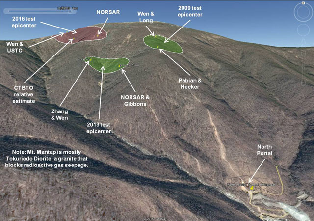 ▲ 美38노스 잭 리우 연구원이 구글 어스를 활용해가 만든 풍계리 핵실험장의 배치도. ⓒ美38노스 관련보고 화면캡쳐.