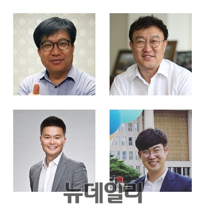▲ 사진은 시계방향으로 채문영 정책팀장(민주당 이시종 충북지사 후보 선거사무소), 박한석 대변인(박경국 한국당 충북지사 선거사무소), 이우주 정책팀장(신용한 바른미래당 충북지사 후보 선거사무소), 김동현 정책팀장(김병우 충북교육감 선거사무소).ⓒ박근주 기자