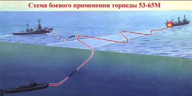 ▲ 북한이 원산 앞바다에서 어뢰를 쏘았다고 보도한 매체는 舊소련제 53-65형을 개량한 것이 신형 어뢰일 가능성을 제기했다. 사진은 舊소련의 53-65형 어뢰 개념 소개도. ⓒ위키피디아 공개사진.