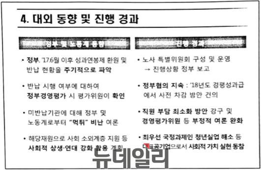▲ 최근 한전 노무처가 공개한 '노사현안 공유 설명회' ppt 자료 일부. 자료는 성과연봉제 인센티브 기부를 통한 사회적 연대 강화 동참을 독려하고 있다. ⓒ제보자