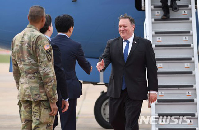 ▲ 지난 13일 한국에 온 마이크 폼페오 美국무장관. ⓒ뉴시스. 무단전재 및 재배포 금지.