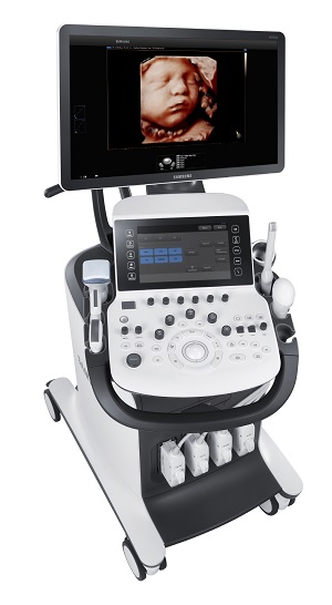 ▲ 크리스탈라이브 영상처리엔진 적용된 프리미엄 초음파 진단기기 'WS80A' 제품사진.ⓒ삼성전자