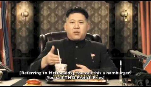 ▲ 김정은을 내세운 이스라엘 맥도날드 광고. 한때 큰 화제가 됐다. ⓒ유튜브 영상캡쳐.
