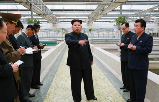 ▲ 2015년 5월 대동강 자라공장을 찾아 관계자를 질책하는 김정은. 김정은이 돌아가면서 지시를 내려 책임자는 총살당한 것으로 알려져 있다. ⓒ北선전매체 관련보도 캡쳐.