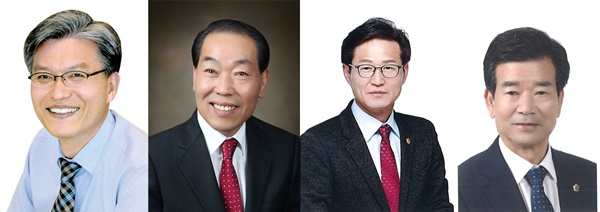 ▲ 충북도의회 후보군에 이름을 올린 장선배(청주2)·박문희(청주3)·연철흠(청주9)이의영 의원(청주12).(왼쪽부터)ⓒ중앙선거관리위원회