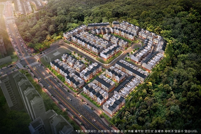 ▲ '동분당 KCC스위첸 파티오' A존(1단지) 조감도. ⓒKCC건설