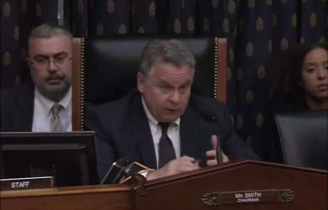 ▲ 美하원 외교위 산하 아프리카 소위 청문회를 주관하는 크리스토퍼 스미스 의원. ⓒ유튜브 채널 캡쳐.