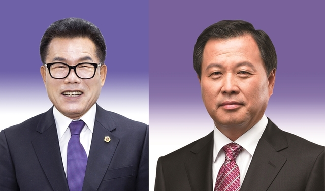 ▲ 부의장에 당선된 배한철(왼쪽)의원과 김봉교 의원.ⓒ도의회