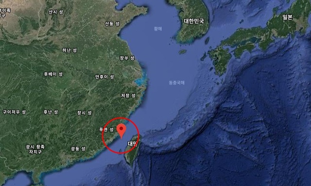 ▲ 대만 해협 위치. ⓒ구글 맵 캡쳐.