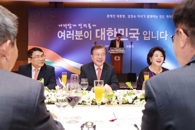 ▲ 문재인 대통령이 지난 9일 인도 동포간담회에 참석한 모습. ⓒ청와대 제공