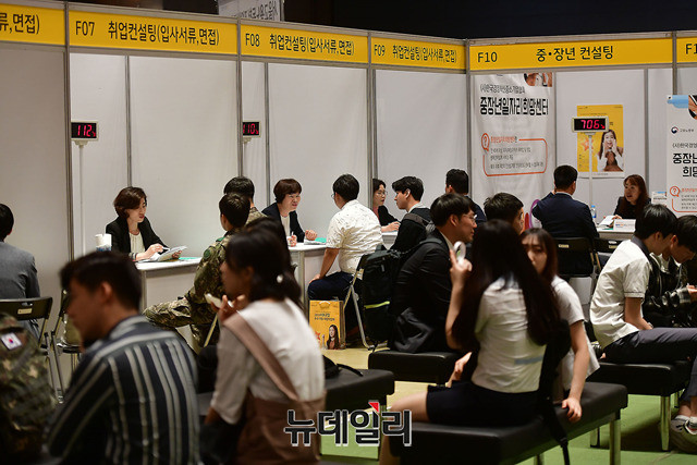 ▲ 지난 5월 개최된 KB국민은행 취업박람회에 참석한 청년들. ⓒ뉴데일리 정상윤