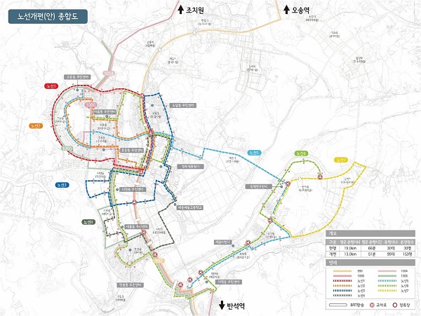 ▲ 세종시 행정중심복합도시 주변 버스노선 개편안.ⓒ세종시