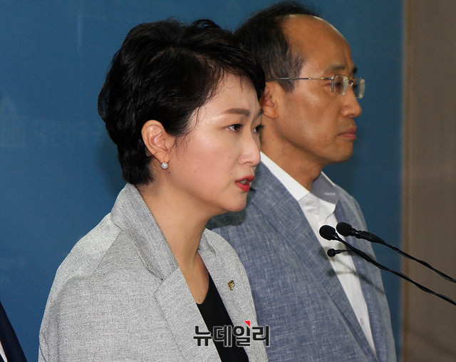 ▲ 이언주 바른미래당 의원이 15일 국회 정론관에서 시장경제살리기연대 발족 기자회견을 진행하는 모습. ⓒ뉴데일리 DB