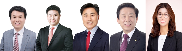 ▲ 사진 왼쪽부터 박우근 교육위원장·전경원·강성환·송영헌·이진련 대구시의원. ⓒ대구시의회