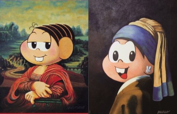 ▲ '모니카 리자' 1989년(왼쪽),  '토끼 귀걸이를 한 모니카' 2008년(오른쪽).ⓒ가우디움어소시에이츠