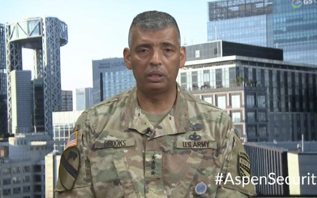 ▲ 아스펜 안보포럼에서 한반도 문제에 대해 발표하는 빈센트 브룩스 주한미군 사령관. ⓒ美아스펜 안보포럼 트위터 캡쳐.